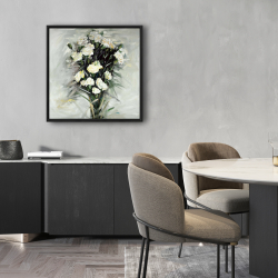 Encadré 24 x 24 - Bouquet blanc de lisianthus
