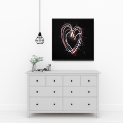 Encadré 24 x 24 - Feux d'artifices en coeur rouge et bleu