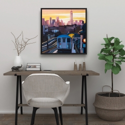 Framed 24 x 24 - Sunset over the subway in new-york