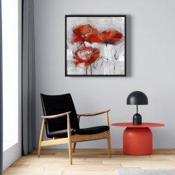 Framed 24 x 24 - Abstract poppies