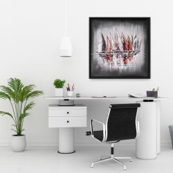 Framed 24 x 24 - Sailboats with paint splash
