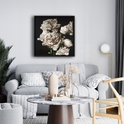 Encadré 24 x 24 - Pivoines beige