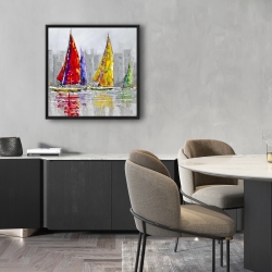 Framed 24 x 24 - Sailboats in the wind