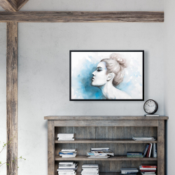 Framed 24 x 36 - Watercolor abstract girl profile view