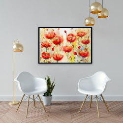 Framed 24 x 36 - Red flowers garden