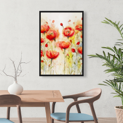 Framed 24 x 36 - Red flowers garden