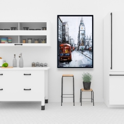 Encadré 24 x 36 - Londre abstraite et bus rouge