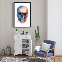 Encadré 24 x 36 - Crâne coloré aquarelle