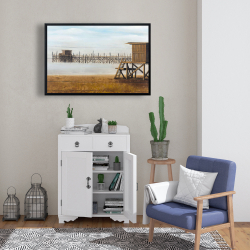 Framed 24 x 36 - Lifeguard tower at the beach
