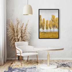 Framed 24 x 36 - Seven abstract yellow trees