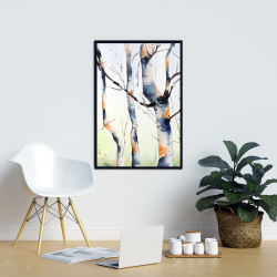 Framed 24 x 36 - Three small birch trees