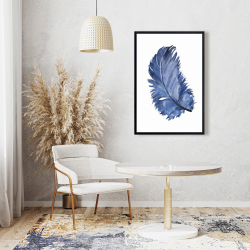 Framed 24 x 36 - Watercolor blue feather