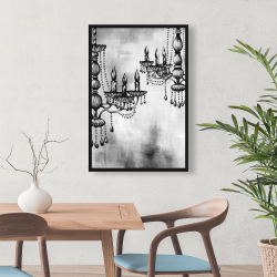 Framed 24 x 36 - Two crystal chandeliers