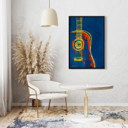 Framed 24 x 36 - Modern blue abstract guitar