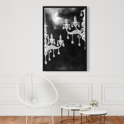 Framed 24 x 36 - White chandeliers