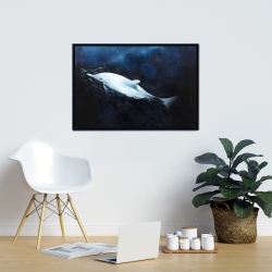 Framed 24 x 36 - Swimming dolphin