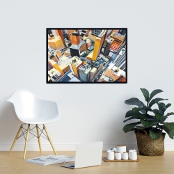 Framed 24 x 36 - High top view of buildings in new york
