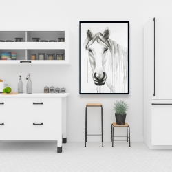 Framed 24 x 36 - Solitary white horse