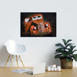 Framed 24 x 36 - Humpy old car by night