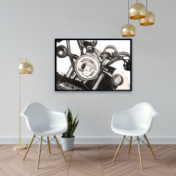 Framed 24 x 36 - Realistic sepia motorcycle 
