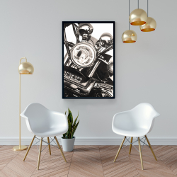 Framed 24 x 36 - Realistic sepia motorcycle 