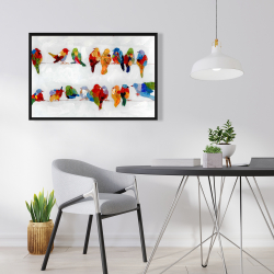 Encadré 24 x 36 - Beaucoup d'oiseaux colorés sur un fil
