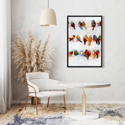 Encadré 24 x 36 - Beaucoup d'oiseaux colorés sur un fil