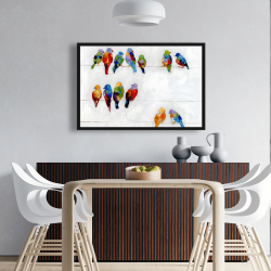 Encadré 24 x 36 - Oiseaux colorés sur des fils