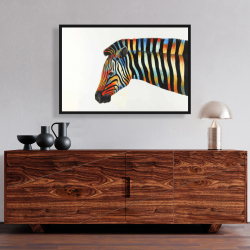 Framed 24 x 36 - Colorful zebra