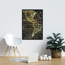 Framed 24 x 36 - Black and marine world map globe