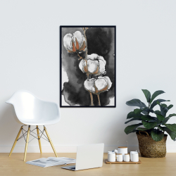 Framed 24 x 36 - Watercolor cotton flowers