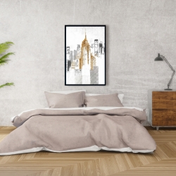 Framed 24 x 36 - Blurry sketch style cityscape