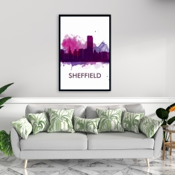 Framed 24 x 36 - Sheffield city color splash silhouette