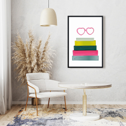 Framed 24 x 36 - Heart shape glasses with books