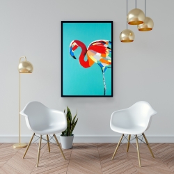 Framed 24 x 36 - Abstract flamingo