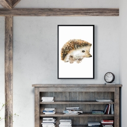 Framed 24 x 36 - Watercolor hedgehog
