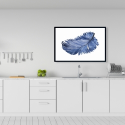 Framed 24 x 36 - Watercolor blue feather