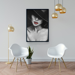 Encadré 24 x 36 - Mystérieuse dame aux lèvres rouges