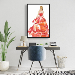 Framed 24 x 36 - Beautiful red prom dress
