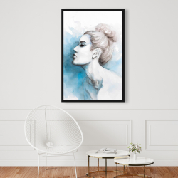 Framed 24 x 36 - Watercolor abstract girl profile view