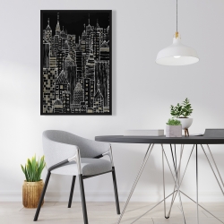 Framed 24 x 36 - Illustrative city towers