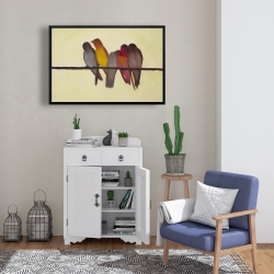 Framed 24 x 36 - Five birds on a branch