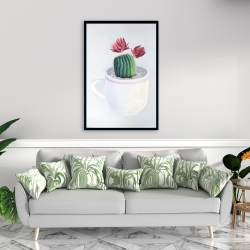 Framed 24 x 36 - Mini cactus in a cup