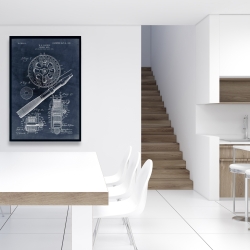 Framed 24 x 36 - Blueprint of a fishing reel