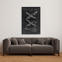 Framed 24 x 36 - Black blueprint of a fish lure