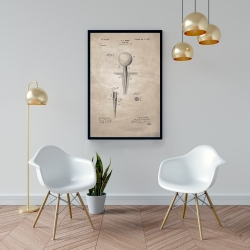Framed 24 x 36 - Beige blueprint of golf tee