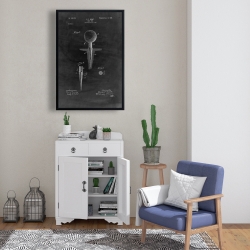 Framed 24 x 36 - Black blueprint of golf tee