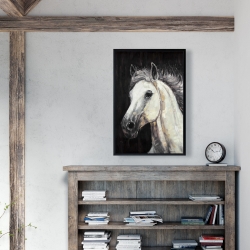 Framed 24 x 36 - White star horse