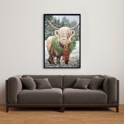 Encadré 24 x 36 - Vache highland de noël