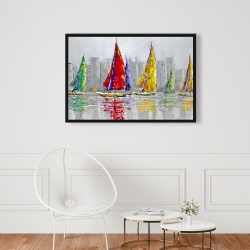 Framed 24 x 36 - Sailboats in the wind